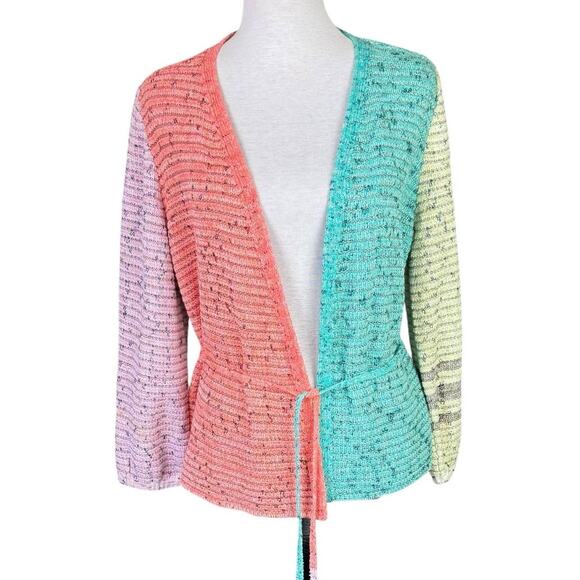 Nic + Zoe NWT Color Crush Wrap Around Tie Knit Cardigan Sweater - Picture 3 of 13